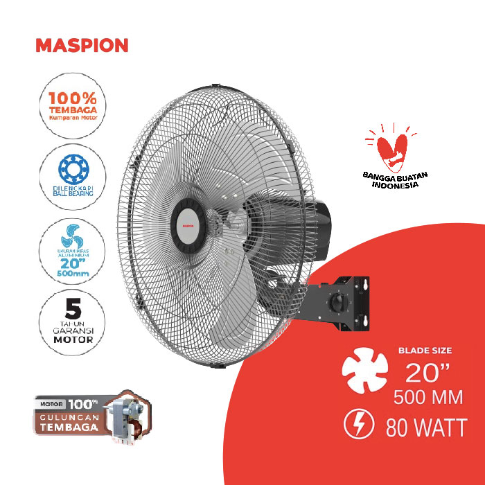 Maspion Kipas Angin Dinding Power Wall Fan 20 Inch - PW-506 W | PW506 W